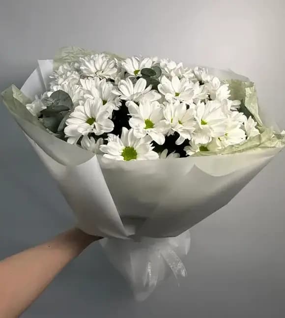 Букет Ромашковой Хризантемы и Эвкалипта, Размер S
